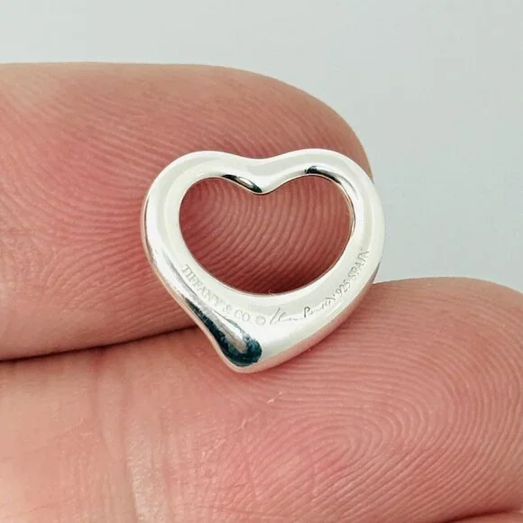 Tiffany Elsa Peretti Mini Small Open Heart Pendant Charm in Sterling Silver - Picture 1 of 7